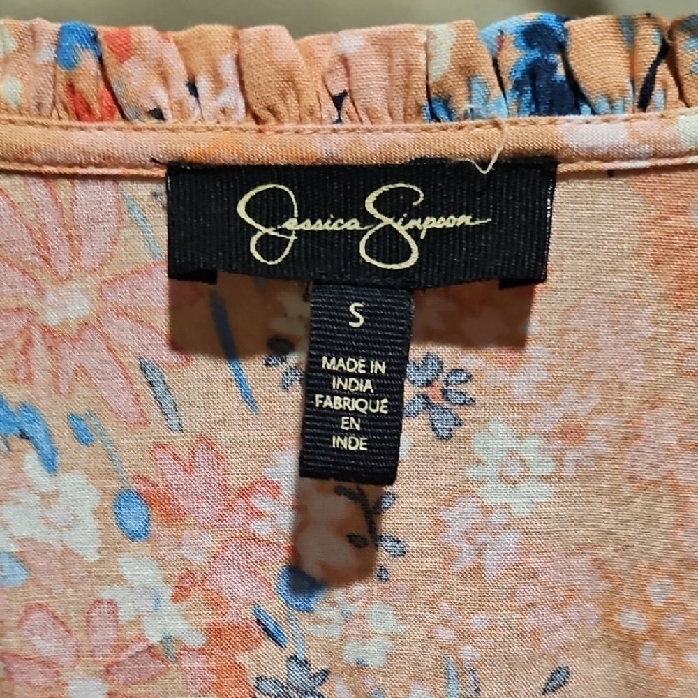 Jessica Simpson Smocked Blouse Orange and Blue